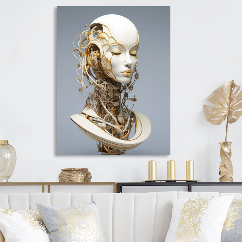 «Robot féminin» - décoration murale robot en métal, H 32 po x l 24 po x P 1 po