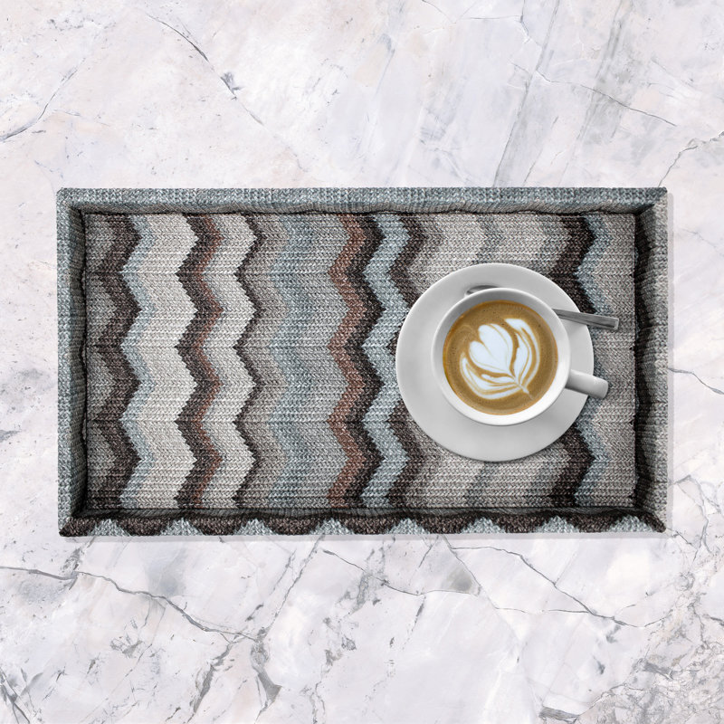 Conerly Polyester Tray, 3cm H x 36cm W x 19cm D, Grey/Brown/Blue