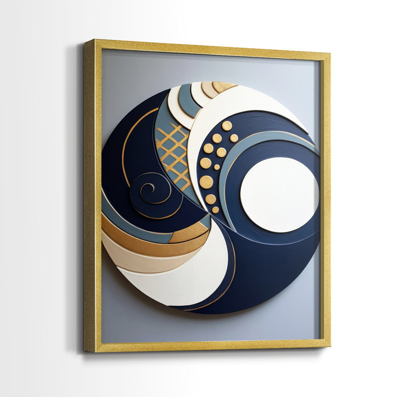 Série ABSTRACT dxlviii - reproduction encadrée de qualité supérieure - prête à être accrochée - aucun clou requis, Doré