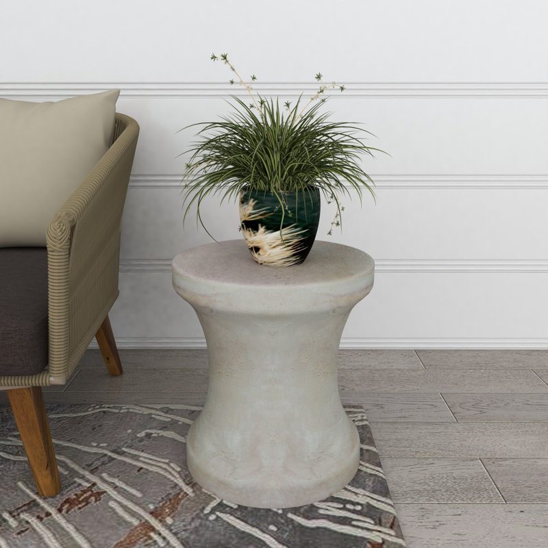 Hisle Ceramic Accent Stool, Off-White