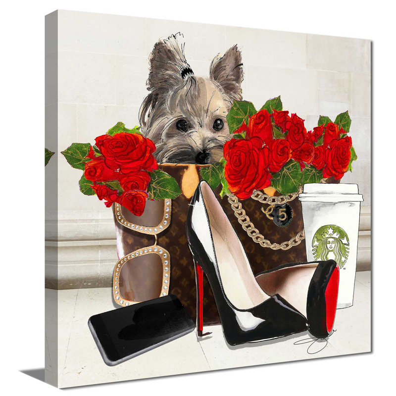 Fashion Yorkie 2 (Square) par By Jodi - impression, Toile tendue, H 18" x l 18" x P 1"