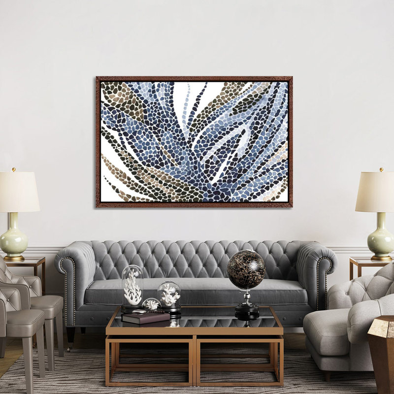 Blue And Brown Flower by Ana Ozz - Gallery-Wrapped Canvas Giclée on Canvas, Classic Wood Floater Frame