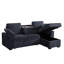Canapé modulaire en chenille bleu foncé à 3 places avec porte-gobelet intégré, plateau amovible et rangement dissimulé, idéal pour les soirées de jeux, chaise longue modulaire convertible, sièges