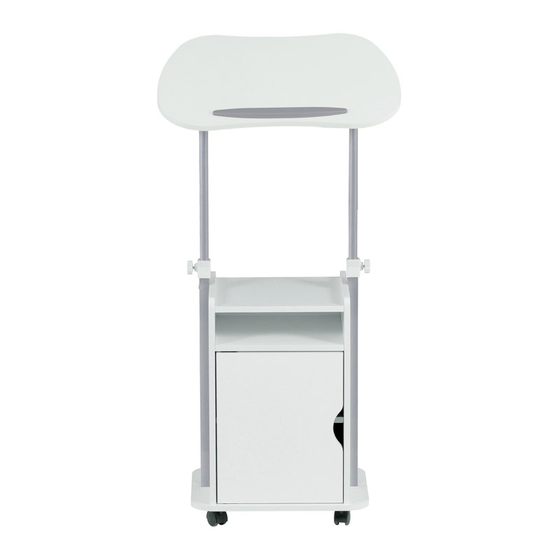 Chariot pour ordinateur portable à roulettes avec rangement réglable Techni Mobili, Blanc / Gris