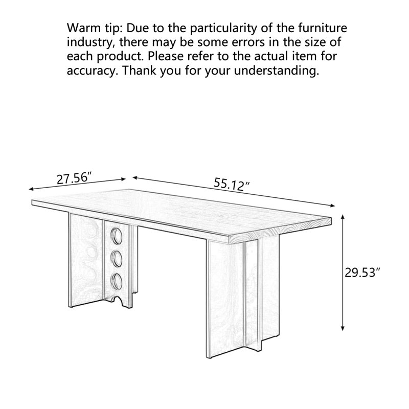Bureau d'écriture Modern, H 29,53 po x l 55,12 po x P 27,56 po