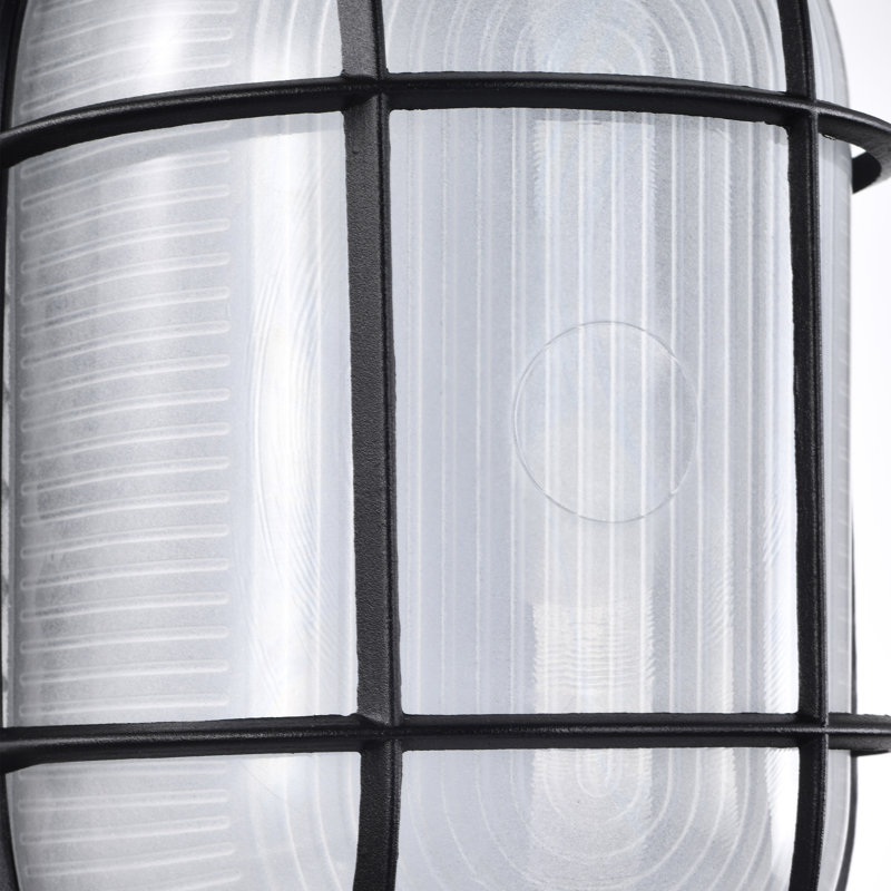 Alandis 11.03'' H Integrated LED Frosted Glass Outdoor Oval Bulkhead Light, Black