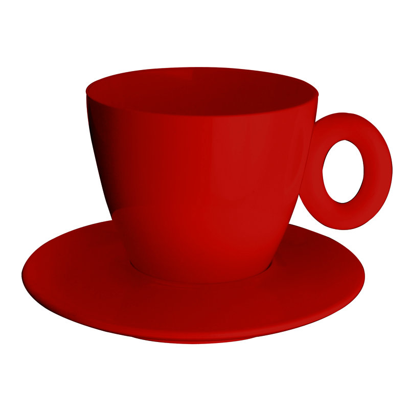 Polycarbonate Tea Cup with Saucer - 6 Pieces - Beryl, Red