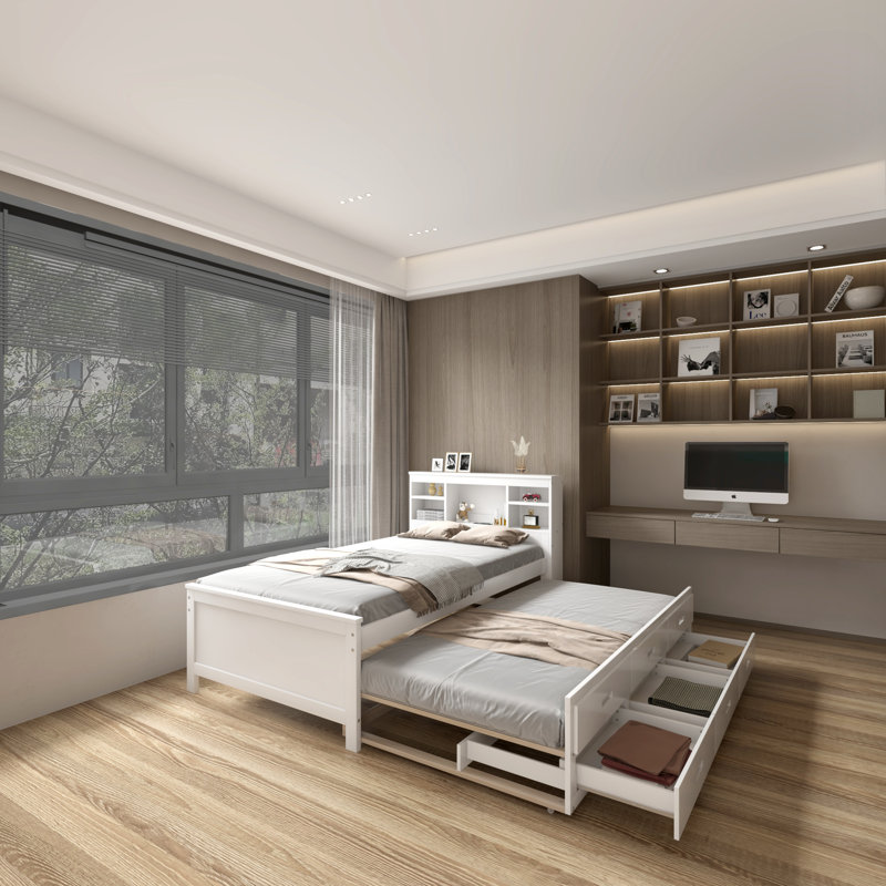 Delway Bookcase Bed, White, Twin
