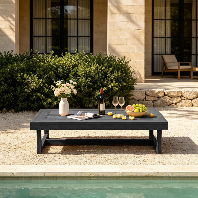 Polett Rectangular Outdoor Coffee Table, Black