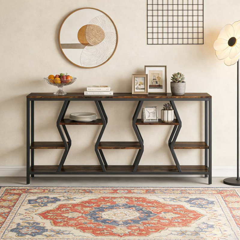 Console industrielle avec tablettes et rangement