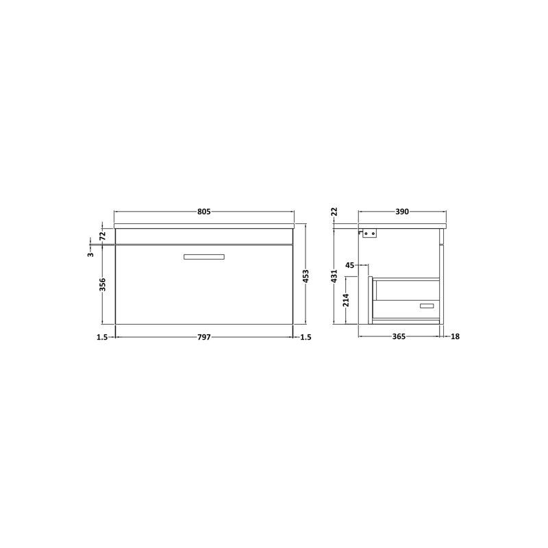 Athena 80.5cm Single Bathroom Vanity Base Only, Gloss White