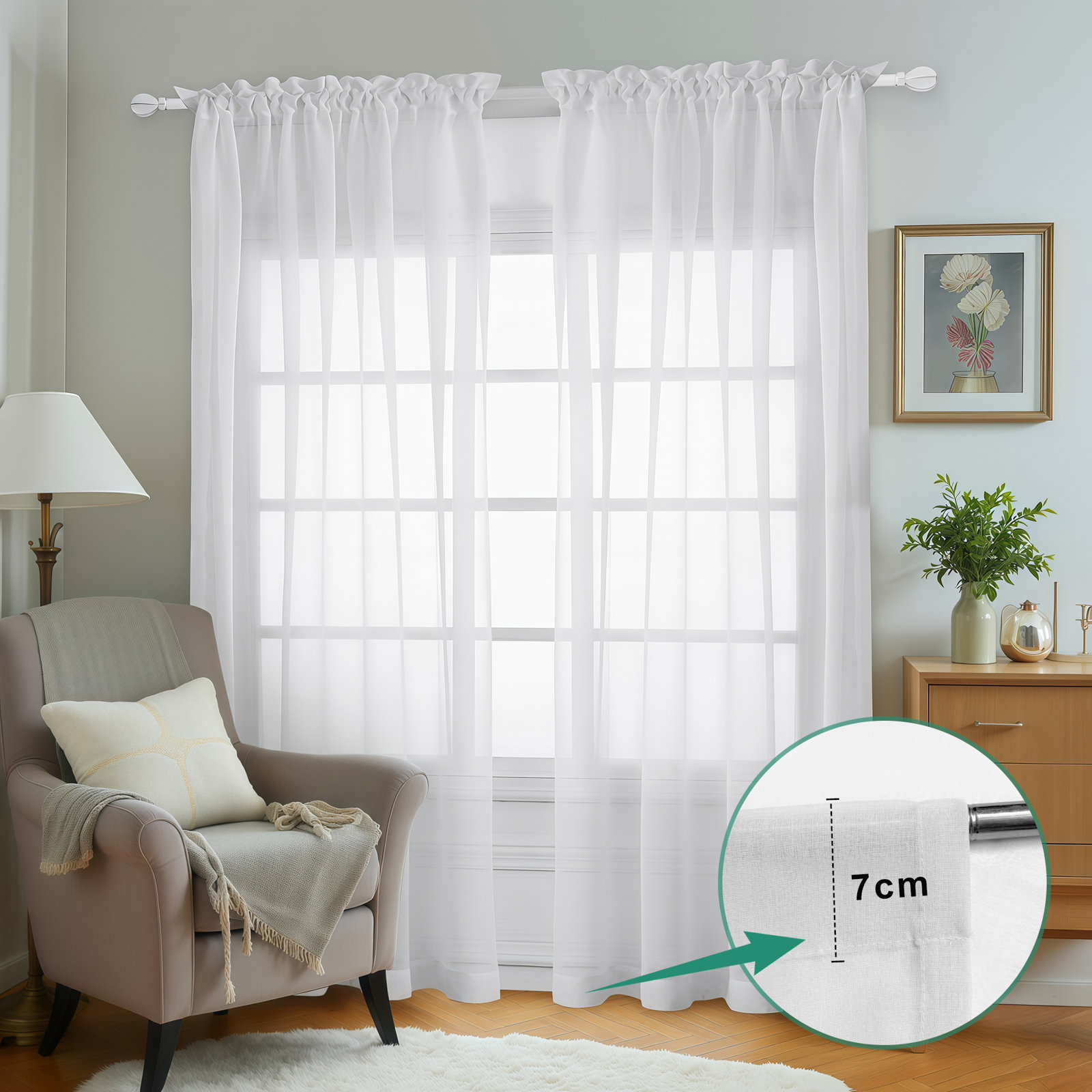 Rod Pocket Sheer Curtains, Home Decoration Grommet Airy & Lightweight Elegant Window Treatments With Light Filtering For Bedroom/Living Room