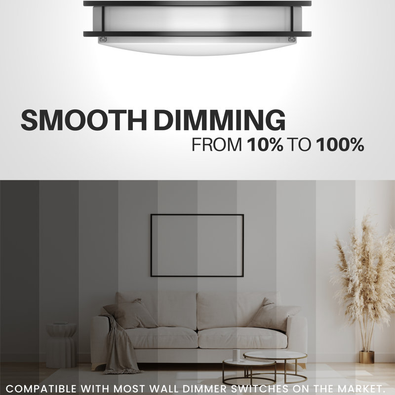 Plafonnier à DEL 14 po noir mat 120V 24W 1800LM