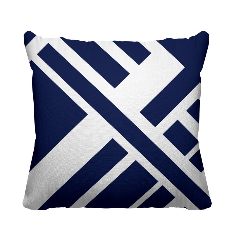 Coastal Calm Geometric Outdoor Reversible Throw Pillow, Navy Blue, 19W" x 19H"