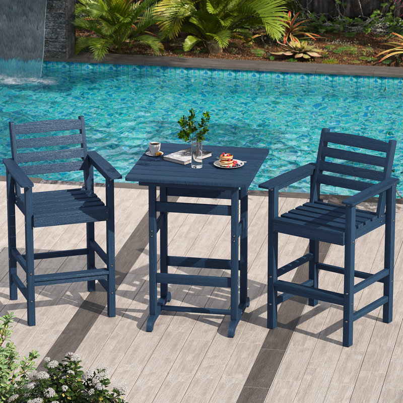 2-Person HDPE Outdoor Oversize Sturdy Bar Set, Blue