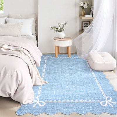 Tapis festonné lavable à nœuds pour chambre de bébé et couloir