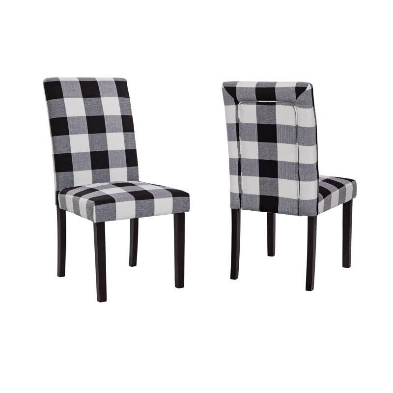 Desmarais Montgomery Upholstered Parsons Dining Chair, Black/White Check