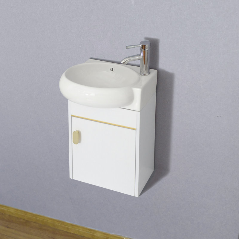 Mikaelah 17'' Single Bathroom Vanity with Ceramic Top, White