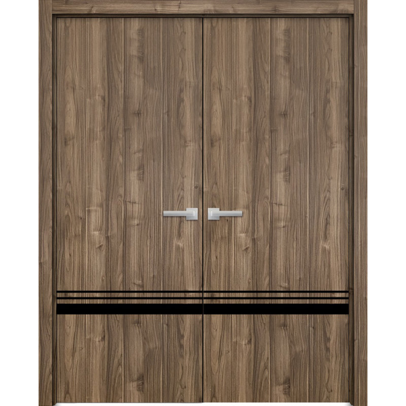 Portes françaises en bois massif massif, Noyer, 84 po x 80 po