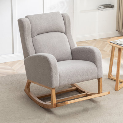 27.3" Wide Rocking Chair with Solid Wood Leg and Footrest