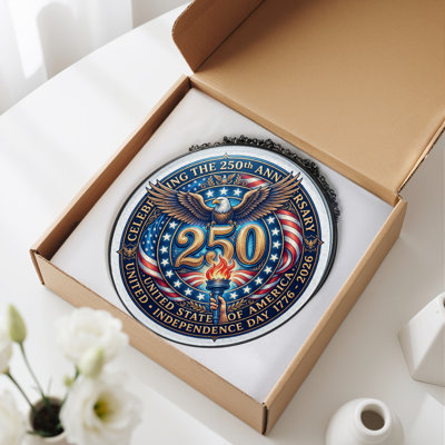 American Eagle USA 250th Anniversary Merchandise Glass Window Panel for Home  Decor，7.8H