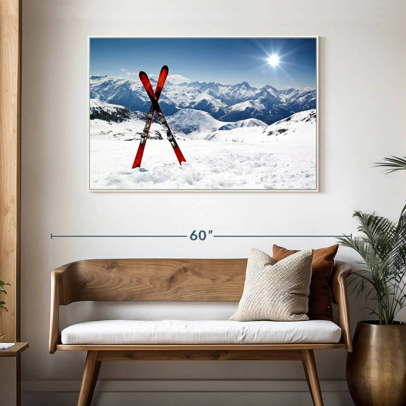 Skis rouges, Cadre flottant blanc, 46 po x 31 po