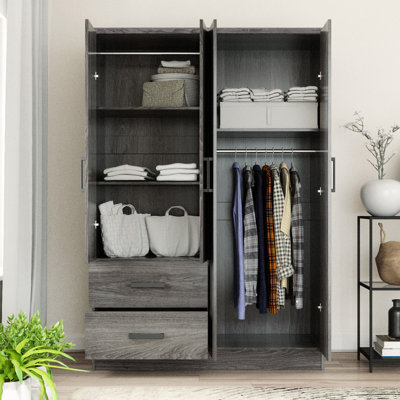 Armoire 4 portes avec 2 tiroirs et tablettes Apollonios