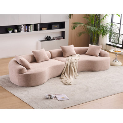 Canapé modulaire incurvé pleine compression incurvé, canapé modulaire en chenille 30D pour appartement et salon, L 110 po, 800 lb, 60 fermeté avec 4 coussins