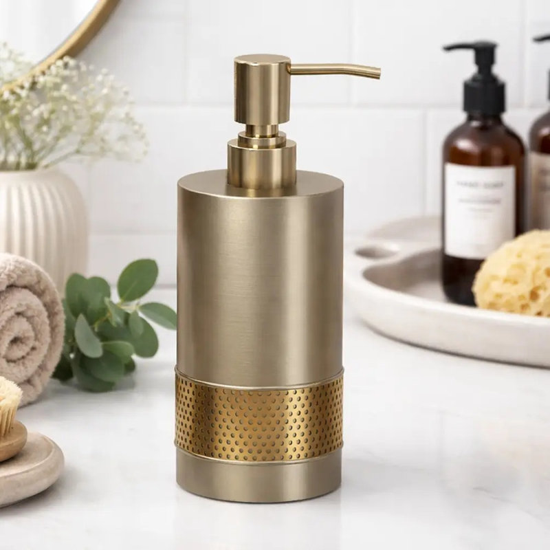Bouteille de pompe à savon liquide pour meuble-lavabo et évier de cuisine, contenant une lotion et un assainisseur, étain et finition dorée