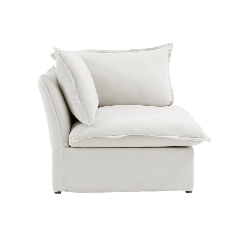 Chaise rembourrée en velours de lin Fairford, Mélange de lin blanc