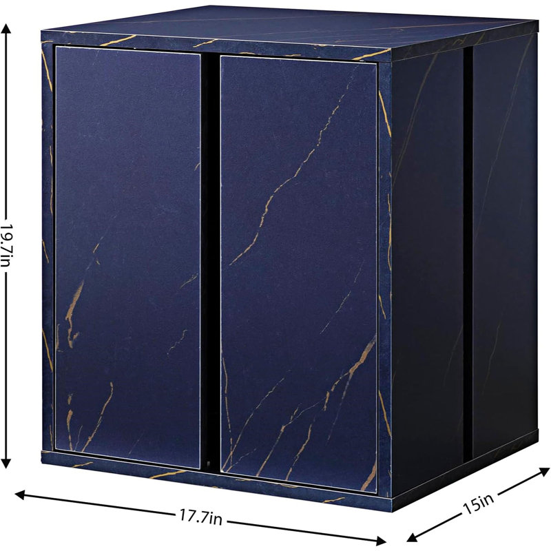Table de bout avec DEL et tablettes en verre à DEL pour le salon, Bleu
