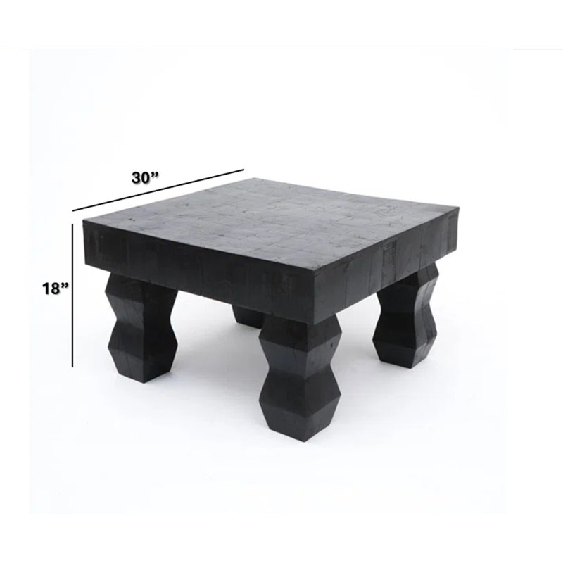 Table basse | Table basse en bois noir | Table basse en bois récupéré pour le salon | 30 x 30 x 18 po