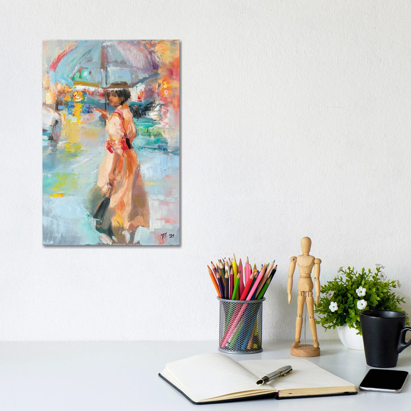 Unknown Girl Under The Umbrella by Katharina Valeeva - Wrapped Canvas Painting, 20.32 cm H x 30.48 cm W