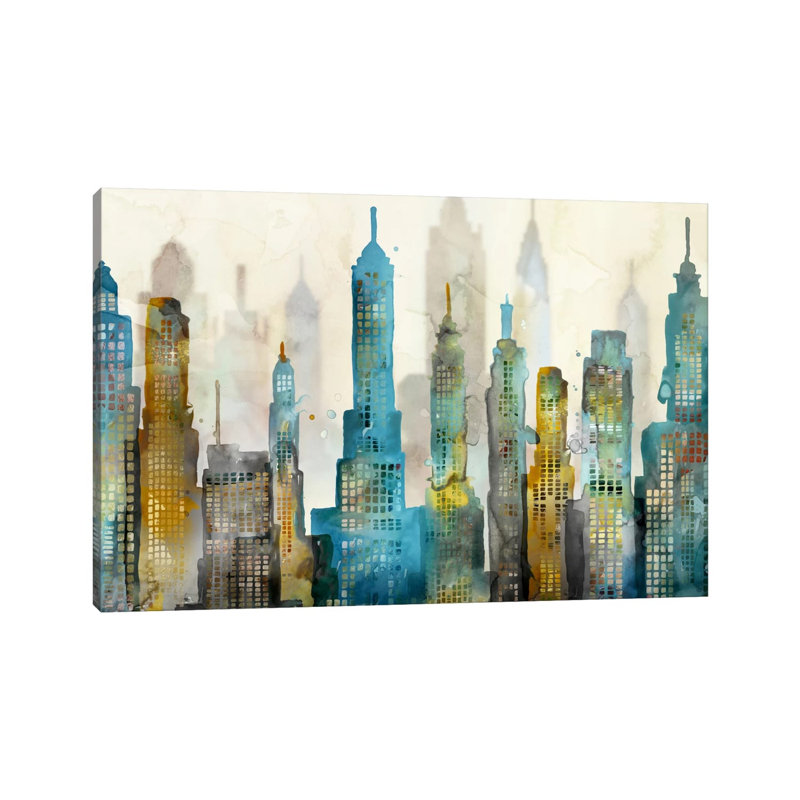City Sky by Edward Selkirk - Wrapped Canvas Painting, 20.32 cm H x 30.48 cm W