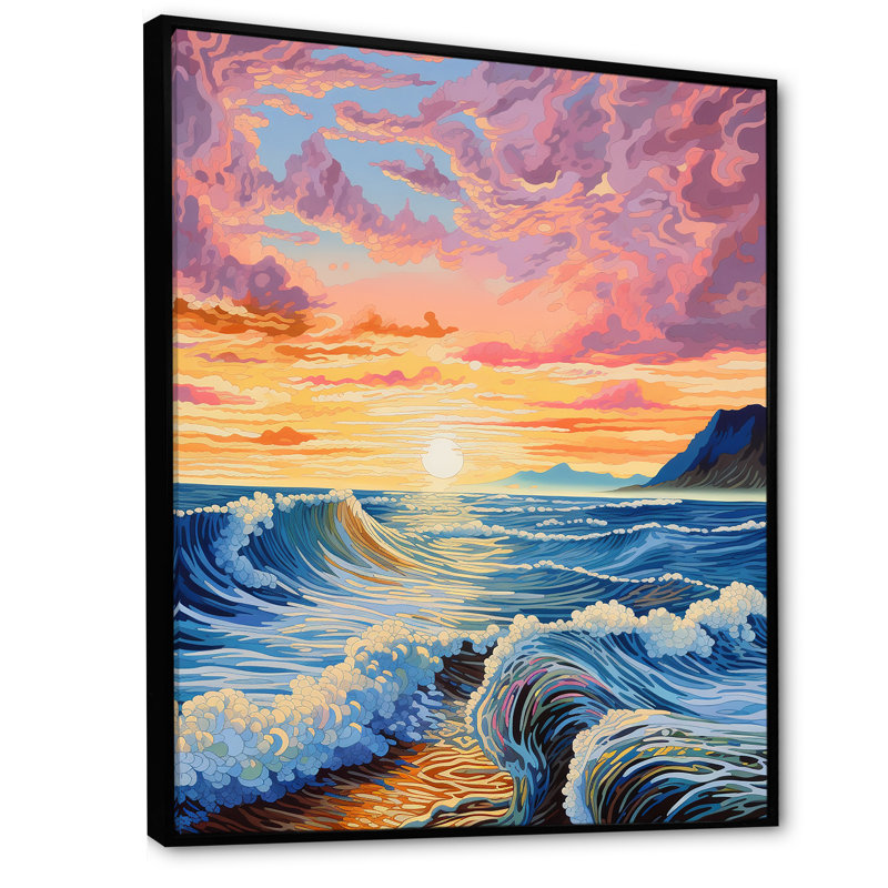 Rainbow Ocean Sunrise IV sur toile, H 40 po x l 30 po x P 1,5 po, Cadre flottant noir