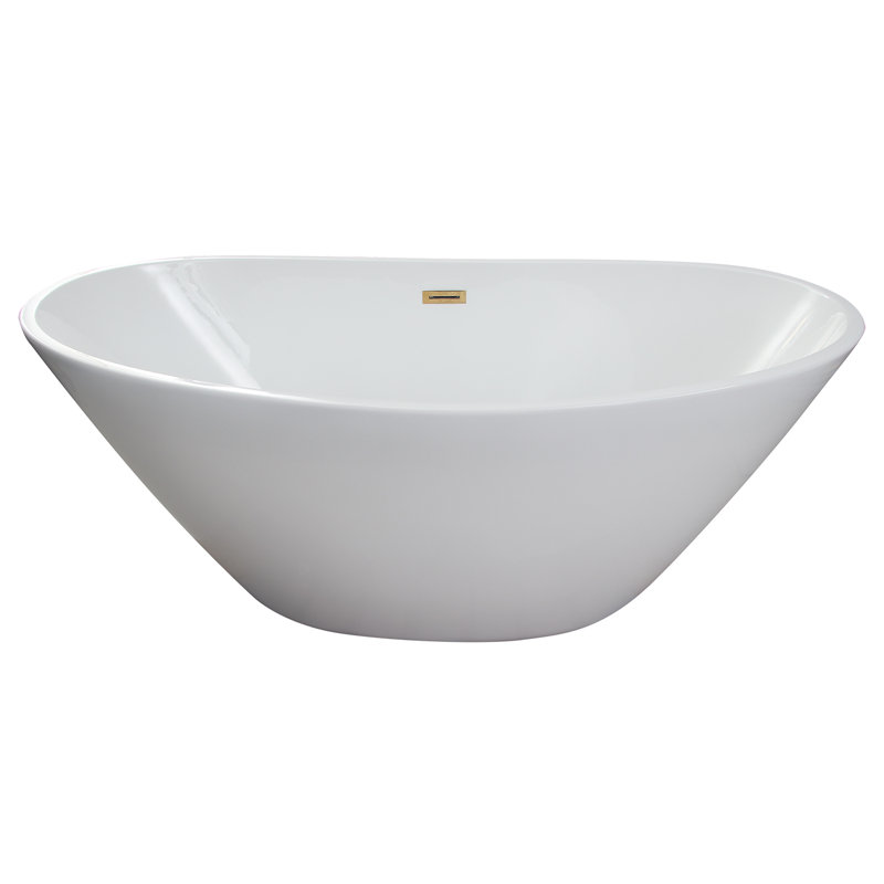 Newman 62'' x 30.5'' Soaking Acrylic Bathtub, Polished Brass