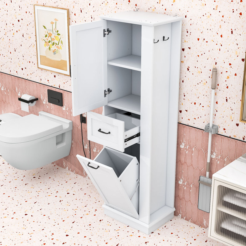 Armoire de rangement en bois avec compartiment inclinable, porte à fermeture en douceur et tablette réglable, Blanc