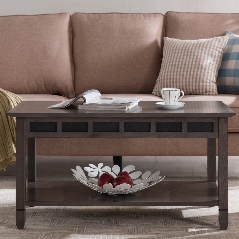 Rustic Solid Wood Slate Coffee Table, Smoke Gray