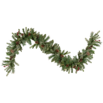 Guirlande de Noël artificielle en pin 9 pi x 12 pi avec lumières Waterloo