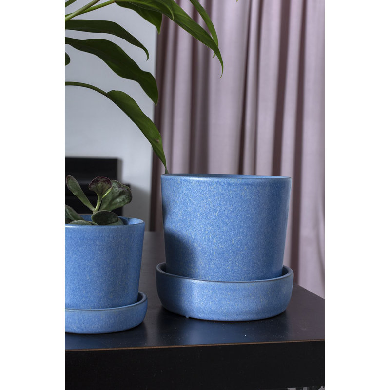 Handmade Ceramic Pot Planter, 5" H x 5.25" W x 5.25" D, Blue