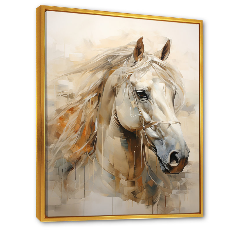 Portrait de cheval sophistiqué, reproduction sur toile, H 32 po x l 24 po x P 1 po, Cadre flottant doré