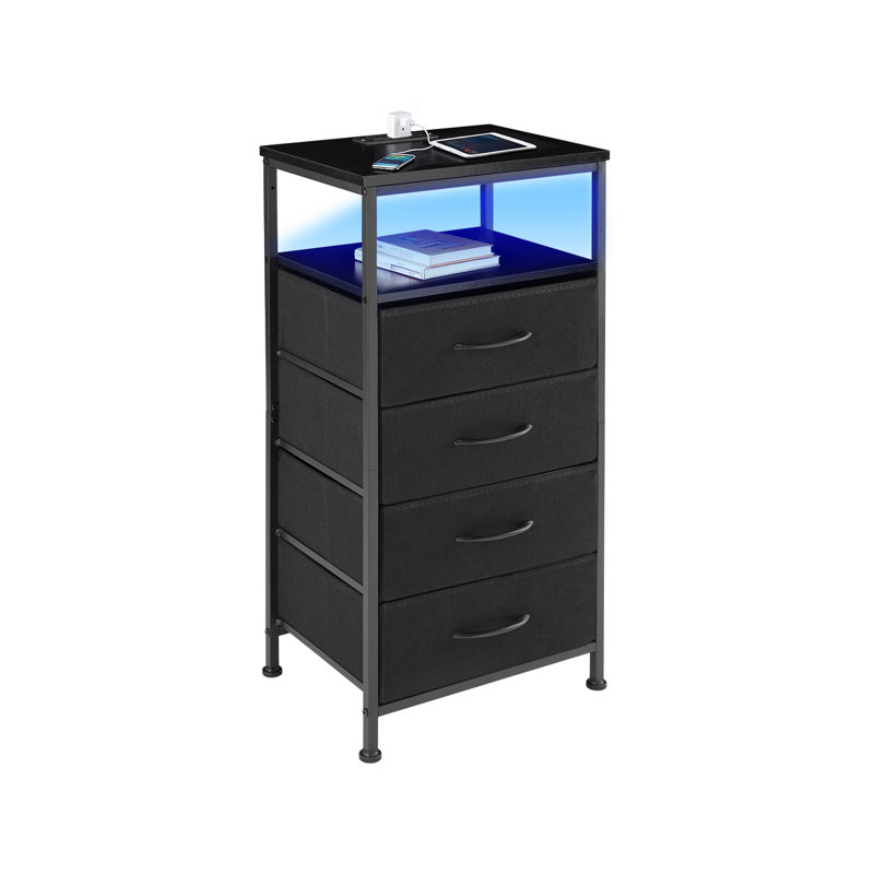 15.7 " W Steel Standard Drawer Nightstand, Black