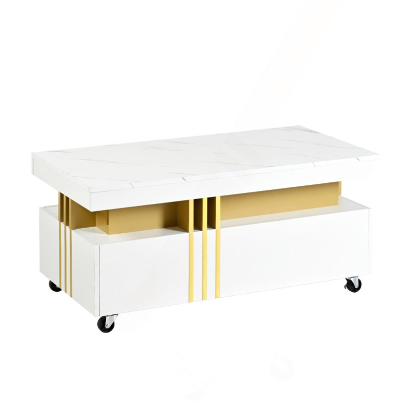 Table basse contemporaine avec plateau en faux marbre