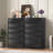 6 Drawer Dresser, Tall Wood Chest Of Drawers Dressers For Bedroom, Living Room, Black-1123676426