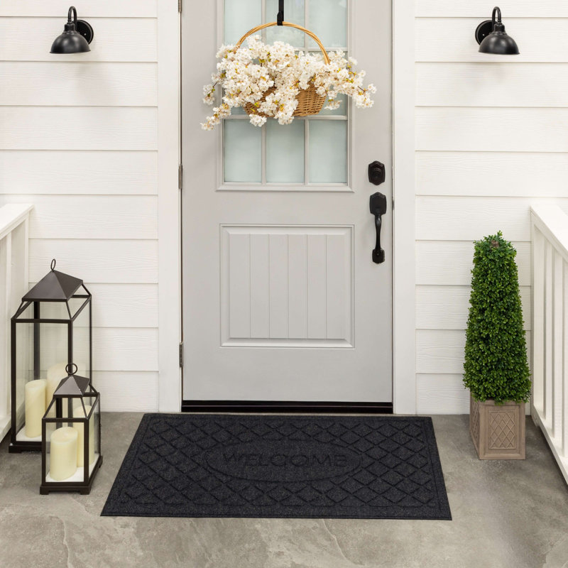 Onyx Black Outdoor Recycled Rubber Welcome Door Mat