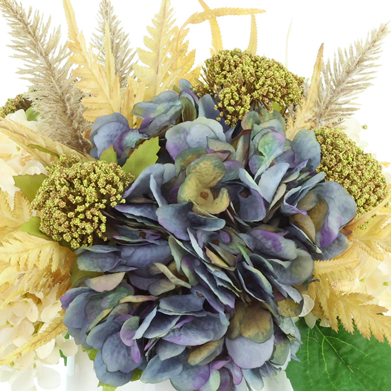 Fern and Hydrangea Arranged in Ceramic Pot
