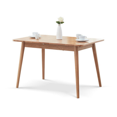 Solid Oak Round Dining Table with Diagonal Legs, FAS Grade Wood Farmhouse Table for Kitchen