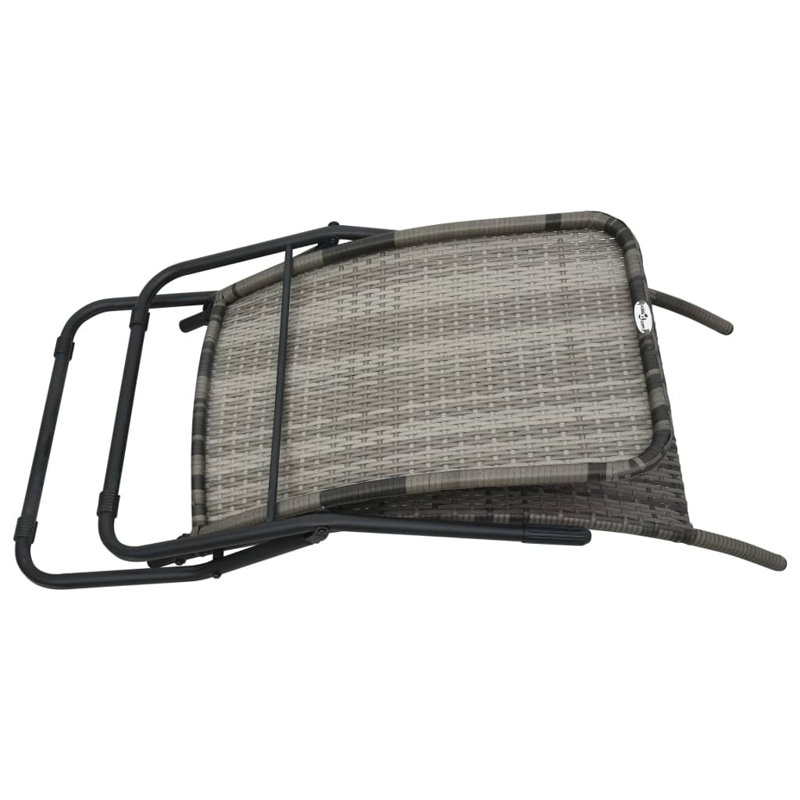 Sun Lounger Grey PE Rattan Powder-Coated Steel Outdoor Patio Lounger Durable Stylish