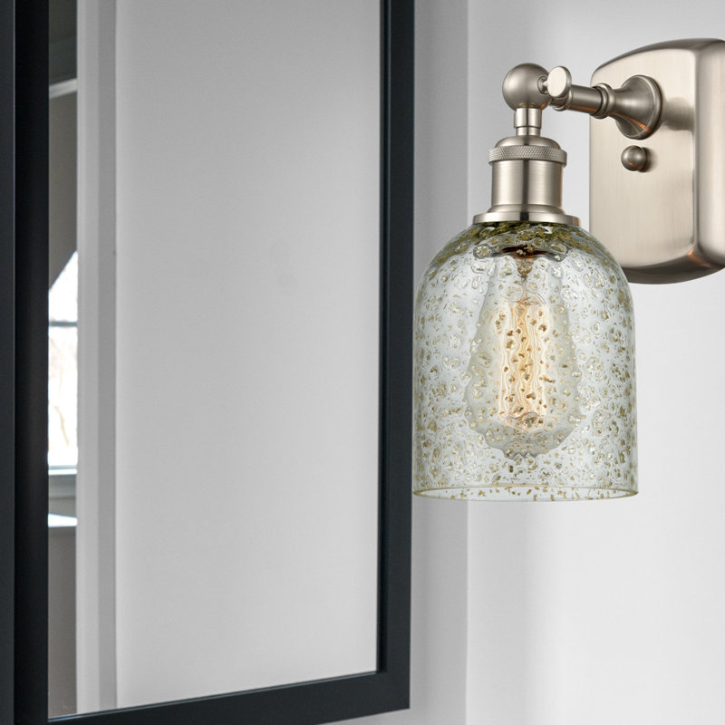 Vella Armed Sconce, Incandescent, Mica, Brushed Satin Nickel