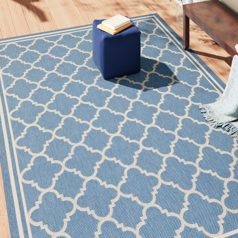 Tapis d'intérieur / extérieur à motif géométrique Herefordshire Performance, Rectangle 9 pi x 12 pi
